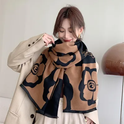 Flower Pattern Warm Winter Shawl 